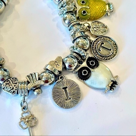 Owl charm FAITH silver tone bead bracelet - Picture 2 of 9